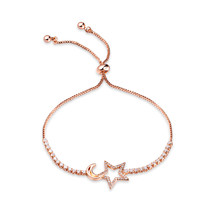 FivePointed Star Moon CopperPlated Gold Color Women&#39;s Bracelet Temperament Match - £14.38 GBP