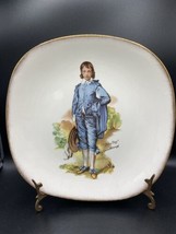 J&amp;G Meakin ceramic squared plate &quot;BlueBoy #391413&quot; white, gold rim VTG UK - £8.64 GBP