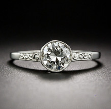 Filigree 1.50Ct Round Diamond Bezel Set Engagement Ring 14k White Gold in Size 5 - £201.00 GBP