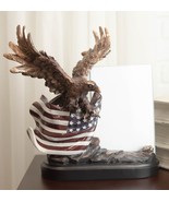 Bald Eagle With Open Wings On American Flag 4&quot;X6&quot; Glass Picture Frame St... - €90,86 EUR