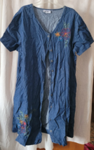 VTG Women's Anthony Richards Dress Denim Button-Up Short Sleeve Embroide... - $19.99