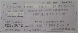 PINK FLOYD LASER SHOW 1989 Atlanta Ticket Stub Fox Theatre 96 rock Near ... - $4.77