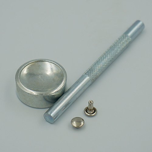 Bluemoona - 100 Sets Double Round Cap 6mm 1/4" Rivet Stud Leather with Tool (Nic