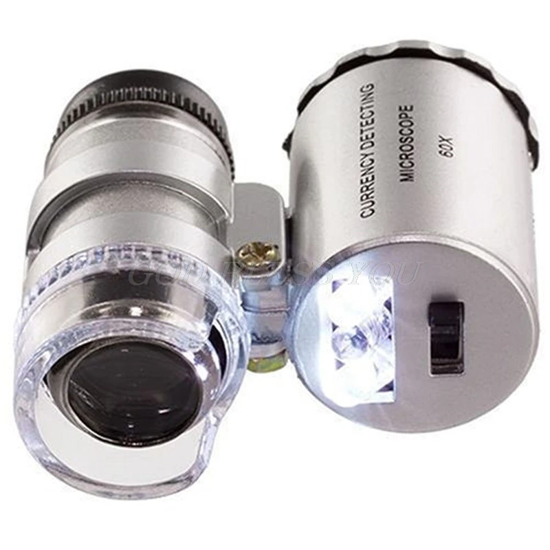 60x Mini Pocket LED UV Jewellers Loupe Microscope Gl Jewellery Magnifier  - £131.94 GBP