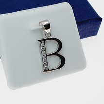 1Ct Round Cut Lab-Created Diamond &quot;B&quot; Letter Pendant 14k White Gold Plated - £115.18 GBP