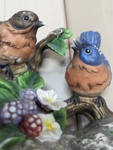 Classic Treasures Porcelain Birds Couple Blue Orange Floral Branch Figurine Gift - £21.19 GBP