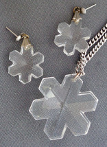 Vintage Swarovski or Similar Crystal Snowflake Pendant Necklace &amp; Post Earrings! - £20.78 GBP
