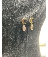 Shashi Gold-Plated Moon Teardrop Dangle CZ Stud Post Earrings - £19.51 GBP
