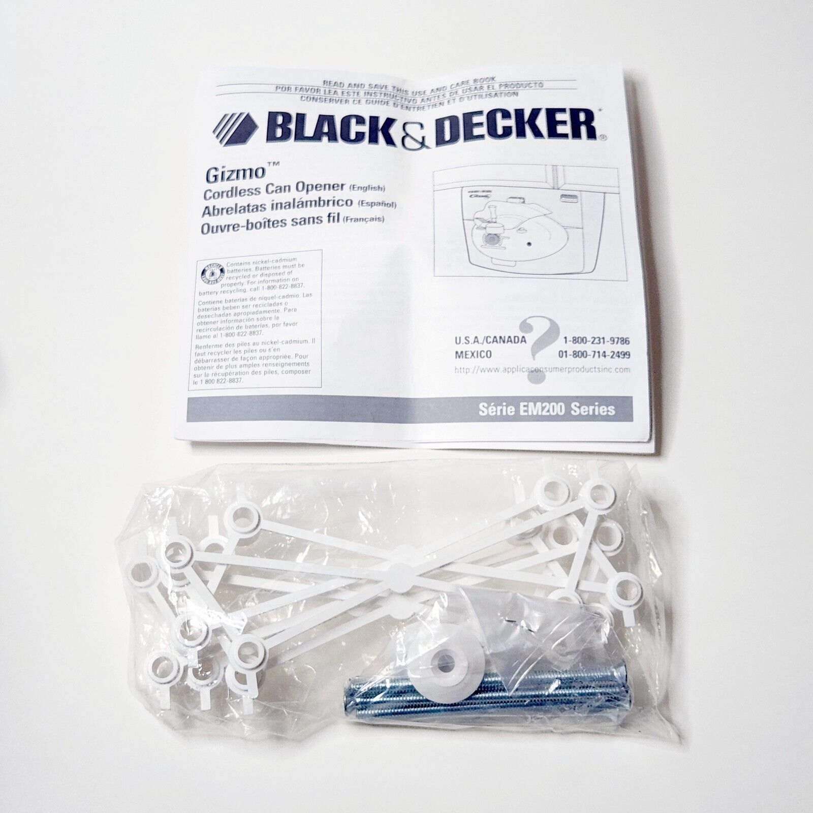 Black & Decker Gizmo Can Opener Mounting Hardware Only w/ Manual for EM100 EM200 - $18.95