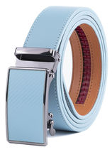 HOT Blue Mens Leather Belt No Holes Ratchet Belt - Automatic Buckle Adju... - £17.85 GBP