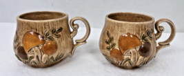 Pair ARNETS Mushroom Coffee Cups Pottery 1970s 4 1/4 x 2 3/4 - $18.32
