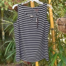 DANA BUCHMAN Sleeveless Top NWT Ruched Striped Black White Blouse Lined ... - €37,25 EUR