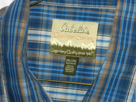Classic Mens Cabelas Brand Long Sleeve Blue Striped Casual Shirt sz 2XL / 52x32 - £12.41 GBP