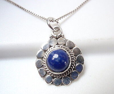 Lapis Flower 925 Sterling Silver Pendant Corona Sun Jewelry