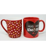 Valentines Day HUGS &amp; KISSES Hearts Love Themed Coffee Mugs Lot of 2 - $17.70