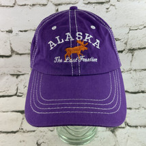Alaska The Last Frontier Strapback Hat Purple White Moose - $14.84