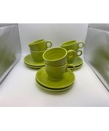 Set of 6 Vintage Homer Laughlin Fiestaware FIESTA CHARTREUSE Cups &amp; Saucers - $205.78 CAD