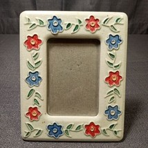 Vintage Ceramic Picture Frame White with Red &amp; Blue Flowers 2x3 ?Fetco? - £17.26 GBP