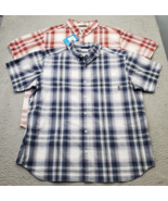 Lot of 2 Columbia Shirt Mens XL Multi Plaid Regular Fit Short Sleeve But... - $27.69