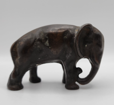 Vintage Heavy Bronze Color Metal Trunk Down Elephant Figurine - £15.45 GBP