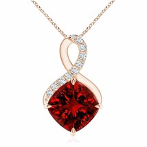 ANGARA Lab-Grown Ruby Infinity Pendant with Lab Diamond in 14K Gold (9mm,3.8Ct) - £1,648.91 GBP