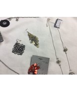Junk Drawer Jewelry Lot Silver Toned SINGLE EARRINGs Necklaces - $29.50 CAD