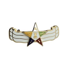 Order of the Eastern Star Gold Tone Enamel Lapel Pin OES  - $11.30