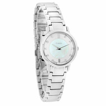 Timex T2P420 Women&#39;s Dress Silver MOP Dial Diamond Accented Dial Stainless Watch - £71.93 GBP