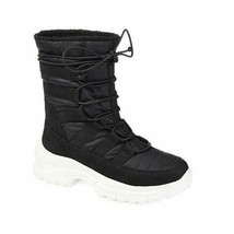 Journee Collection Icey Women Mid Calf Chunky Snow Boots Size US 8 Black - £31.54 GBP