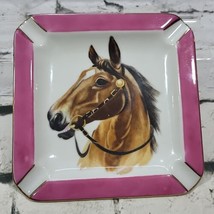 Vintage Horse Head Collectors Ash Tray Pink  Gold Trim Made In Japan  - £40.18 GBP