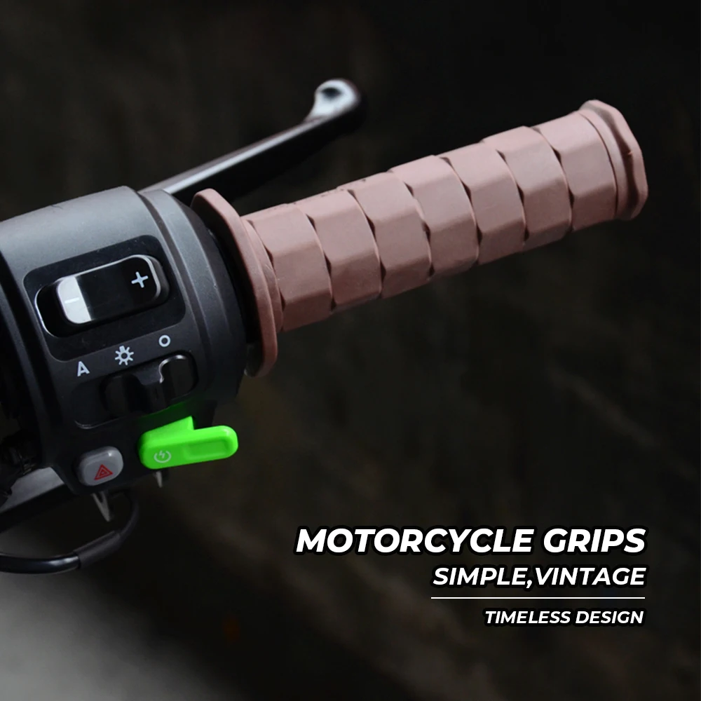 Motorcycle Rubber Handlebar Hand Grips Non Slip Retro Universal Replacement Bike - £11.42 GBP+