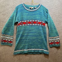 VTG Pear Blossom Sweater Sz Medium Womens Mock Neck, Blue - $10.80