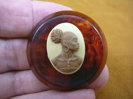 (CA10-65) RARE African American LADY brown + ivory CAMEO bakelite Pin Pendant - $43.00