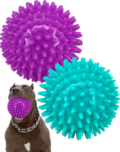 2 Pack 4.5” Heavy Duty Squeaky Dog Ball for Medium Large Dogs, Spikey Dog Ball T - $19.62