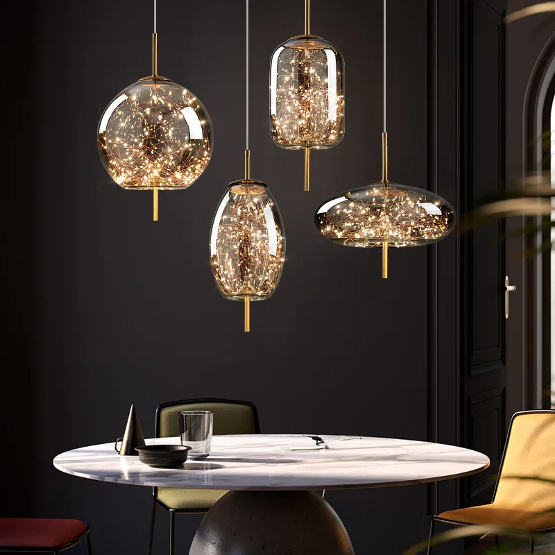 Nordic Modern Simple Chandelier Luxury Personality Glass Star Pendant Li... - $75.31+