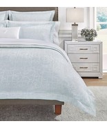 Sferra Graticcio Blue King Duvet Set 3 PC Textured Sateen Jacquard Italy... - $570.00