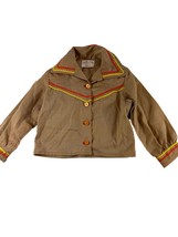 Vintage Hand Made by Grandma Childs Shirt Brown Unisex Bric Brac Long Sl... - $34.65