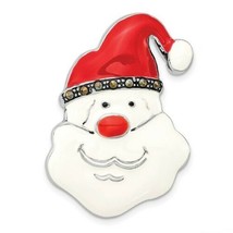 Brass Silver-tone Marcasite and Enameled Santa Claus Pin - £27.58 GBP