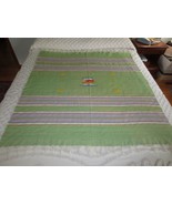 Vtg. GREEN Woven SOUTHWEST MEXICAN Cotton Fringed TABLECLOTH/6 Napkins -... - £18.96 GBP