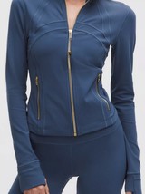 LULULEMON Define Cropped Jacket Nulu Blue Twill Gold Gold 0 2 4 6 8 10 1... - $229.90