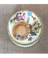 Vintage Dezine Straw Hat Floral Bouquet Resin Trinket Box Garden Cottage... - $16.83