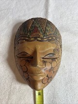 Batik Face Mask Carved Wood Wall Art  Multicolor Design - $25.00