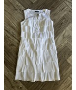 Alfani Women&#39;s Size 6 Dress Sheath White V neck Tier Sleeveless - $28.05