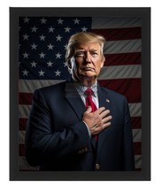 President Donald Trump With American Flag Patriotic 8X10 Ai Framed Photo - £15.92 GBP