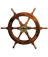 NauticalMart 24” Decorative Solid Wood and Brass Ship Wheel - £69.99 GBP