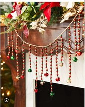 Mark Roberts Hanging Christmas Bells Garland Red Green Gold New 60&quot; - $58.40