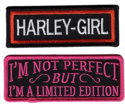 I&#39;m Not Perfect, I&#39;m Limited Edition Harley Girl Patch Bundle 2pcs Iron ON Patch - $12.99