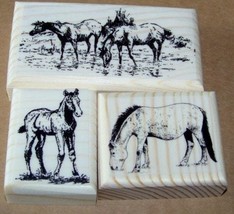 3 Horse Horses New Mounted Rubber Stamps - £15.75 GBP