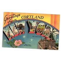 Vintage Postcard Greetings From Cortland New York Albany Tourist Empire ... - £14.67 GBP