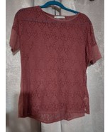 Maurices Lace Blouse Shirt Womens Medium Rose Maroon RN51783  - €6,86 EUR